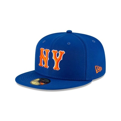 Blue New York Mets Hat - New Era MLB Ligature 59FIFTY Fitted Caps USA0921586